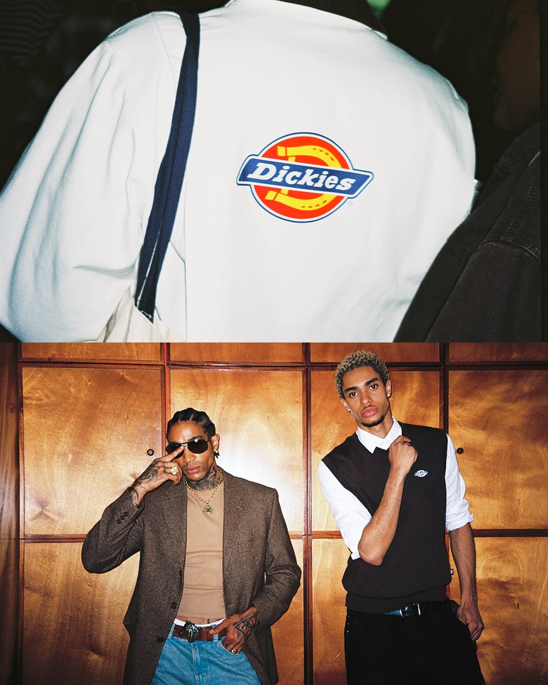 Dickies — logo en sudadera e invitados